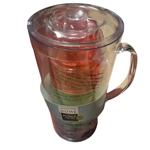 4 Multi Cups & Clear Complete Home Pitcher Set. New In Package - Picture 1 of 4